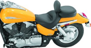 Honda VTX1300C Two-Piece Seat with Driver Backrest - Mustang Motorcycle - Wide Touring, Original - Black - `04-`09